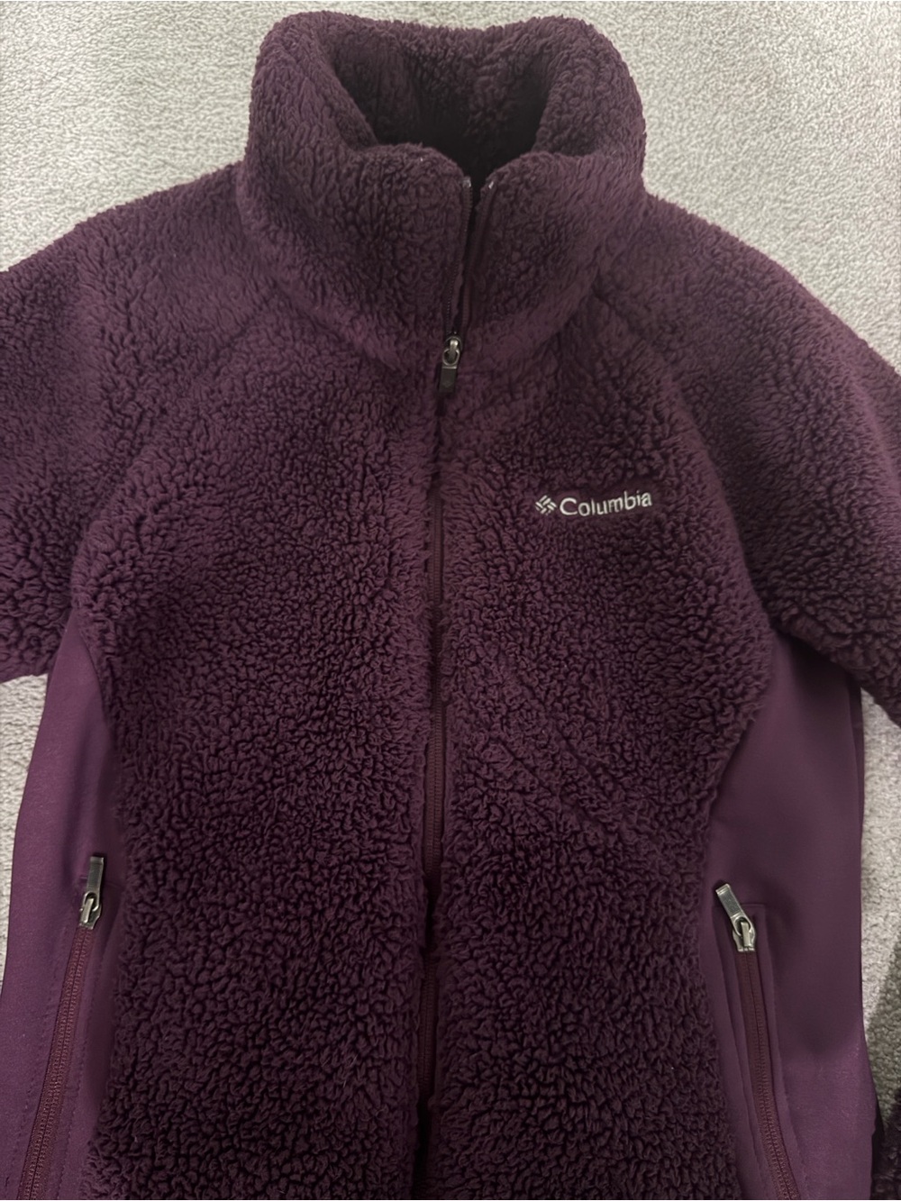 Columbia Purple Pearl Plush II Jacket Womens M Full Zip Mock Neck Sherpa Fleece - Picture 2 of 9